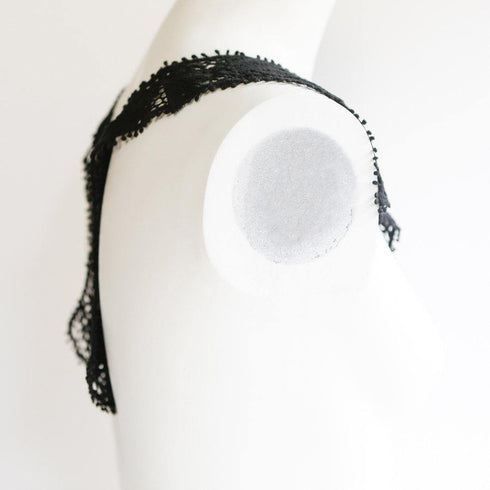 Black Front and Back Connected Floral Lace Applique